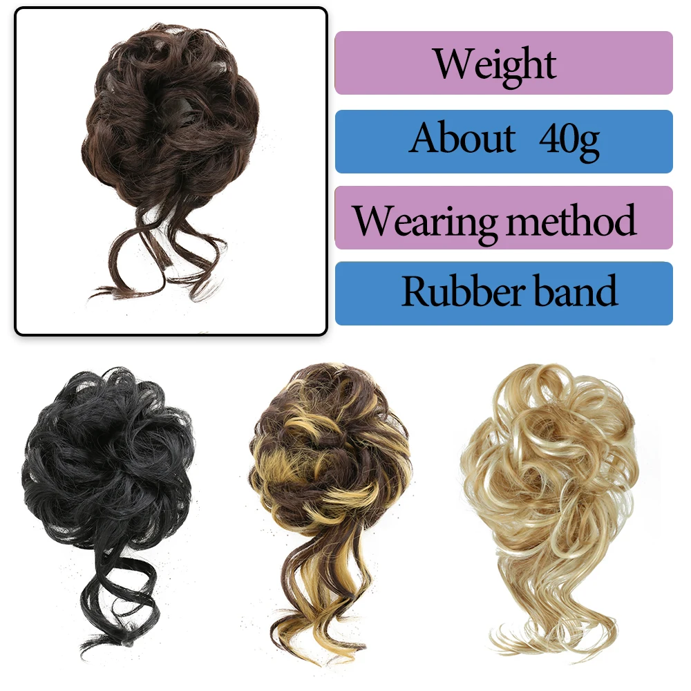 HAIRSTAR Synthetic Hair Bun Hair Bun Messy Curly Hair Band Elastic Scrunchy False Hair Pieces For Women Bun