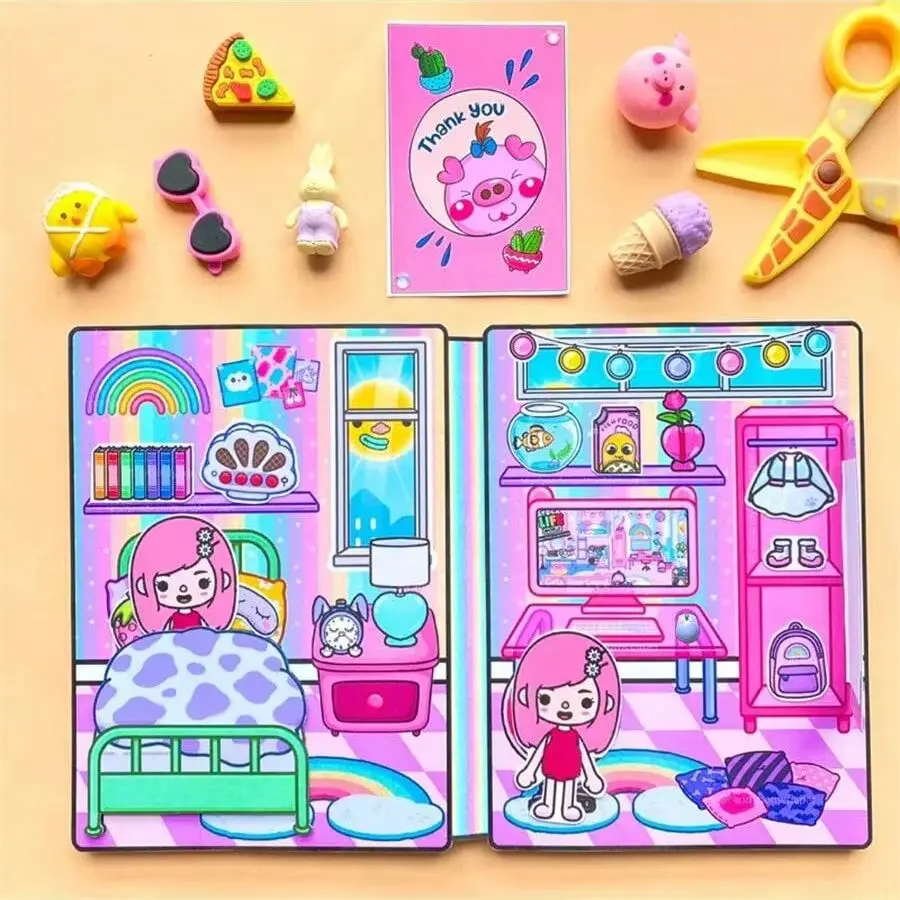 Taking Care of baby Castle World, DIY Scene, Homemade Quiet Book, Girl Role-Playing, Children's Handmade Set