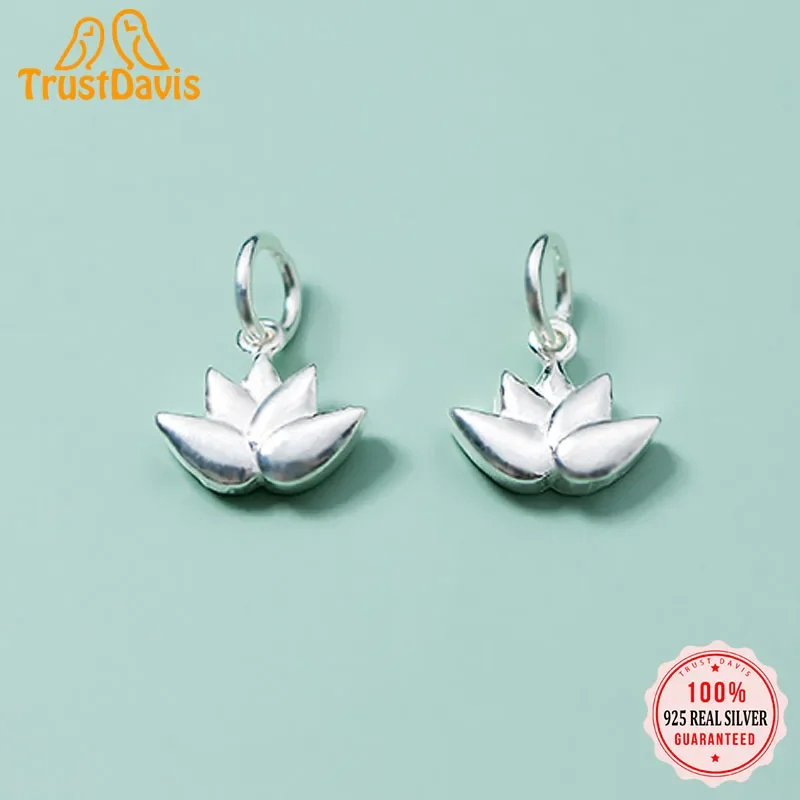 

Trustdavis New Fashion Pendant Charm 925 Sterling Silver Sweet Lotus Flower Charms For Bracelet Necklace DIY Accessories DZ282