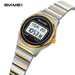 Skmei-女性用高級時計,防水,デジタル,ステンレス鋼,スポーツ,小さなダイヤル付き,電子機器