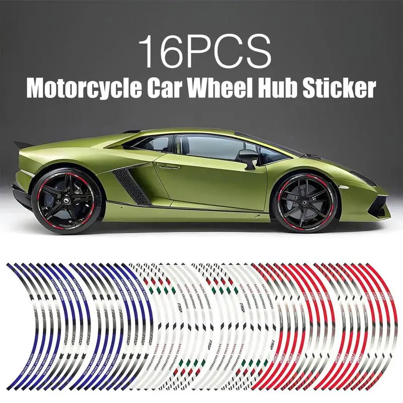 16pcs Car Motorcycle Tire Rim Reflective Sticker Night Safety Warning Strip Moto Bike Auto Wheel Hub Reflector Stickers Decals