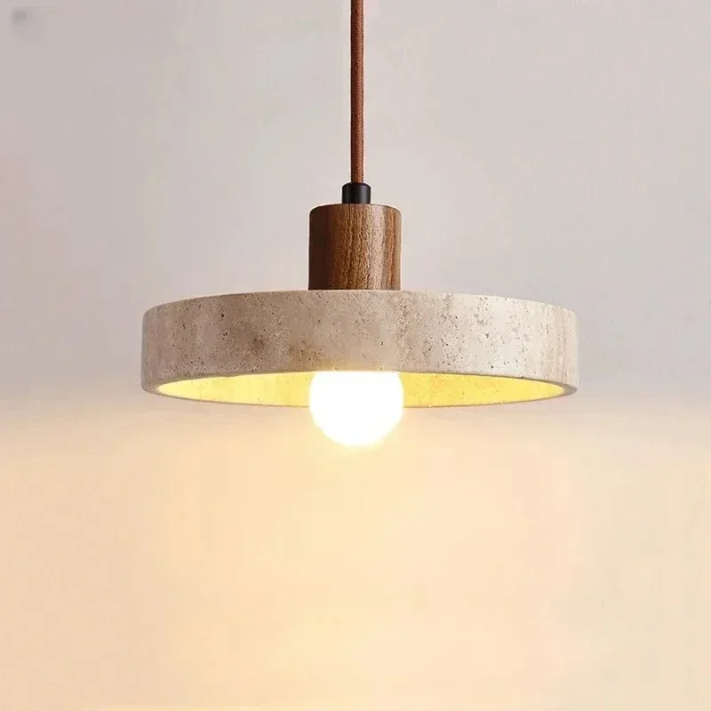 

Stone Pendant Lamp Wood Hanging Light for Bedroom Bedside Light Dining Table Small Light Home Decoration