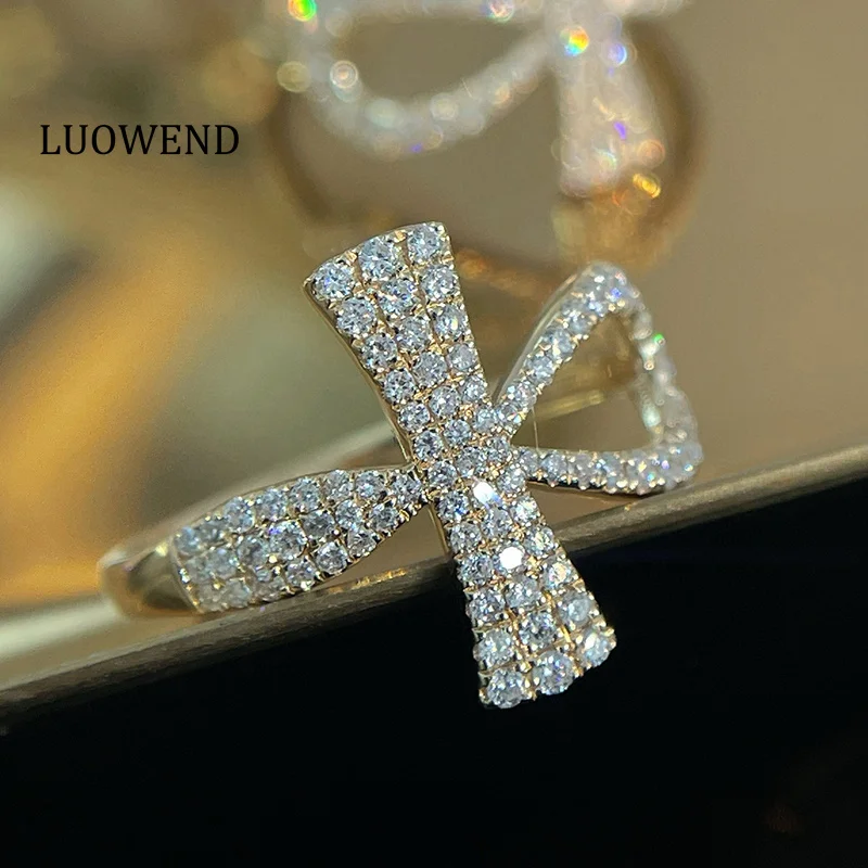 

Кольца LUOWEND из 100% желтого золота 18 карат, модное кольцо в форме креста 0,43 карата с настоящим натуральным бриллиантом, коктейльное кольцо для женщин, ювелирные изделия для вечеринок