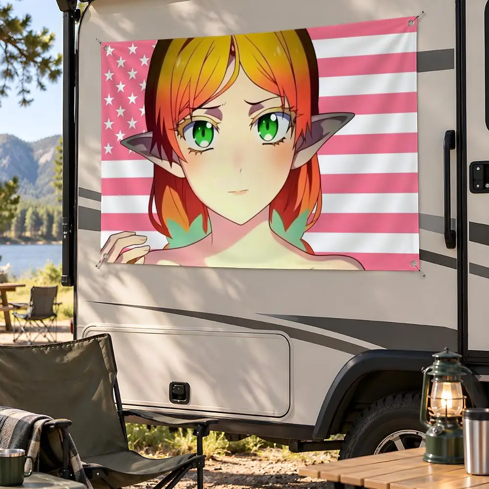 Anime Uncle from Another World Flags Fan Flag Banner Wall Hanging Outdoor Yard Camping Dorm Garage Party Home Decor Gift
