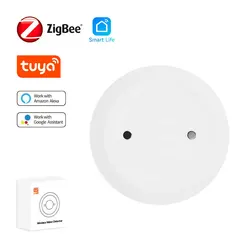 Zigbee-Sensor de inmersión de Agua Tuya Smart Life, alarma de enlace de agua, App de monitoreo remoto, Detector de fugas de agua