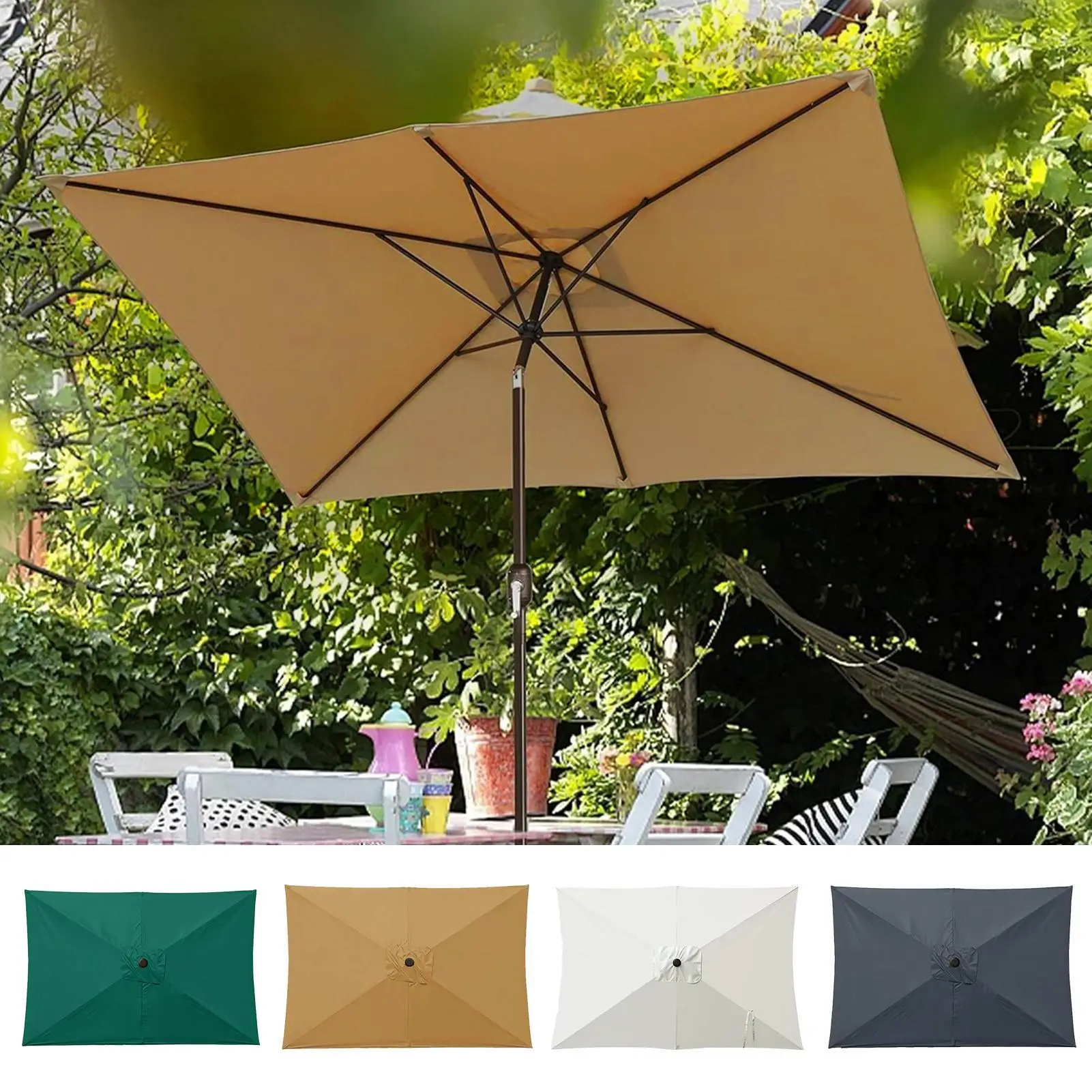 Umbrella Canopy 6.6X10 Ft Replacement Rectangular Parasol Cloth UV Protection Shade Parasol for Offset Outdoor Balcony Picnic