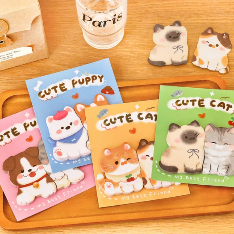 40pcs /lot Creative Cat Dog Animal Memo Pad Sticky Notes Cute N Stationery Times Label Notepad Bookmark Post School Supplies