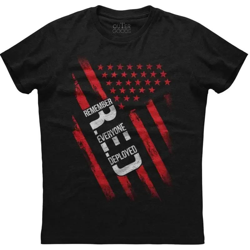 Remember Everyone Deployed USA Flag Men's New Patriotic Black T shirt