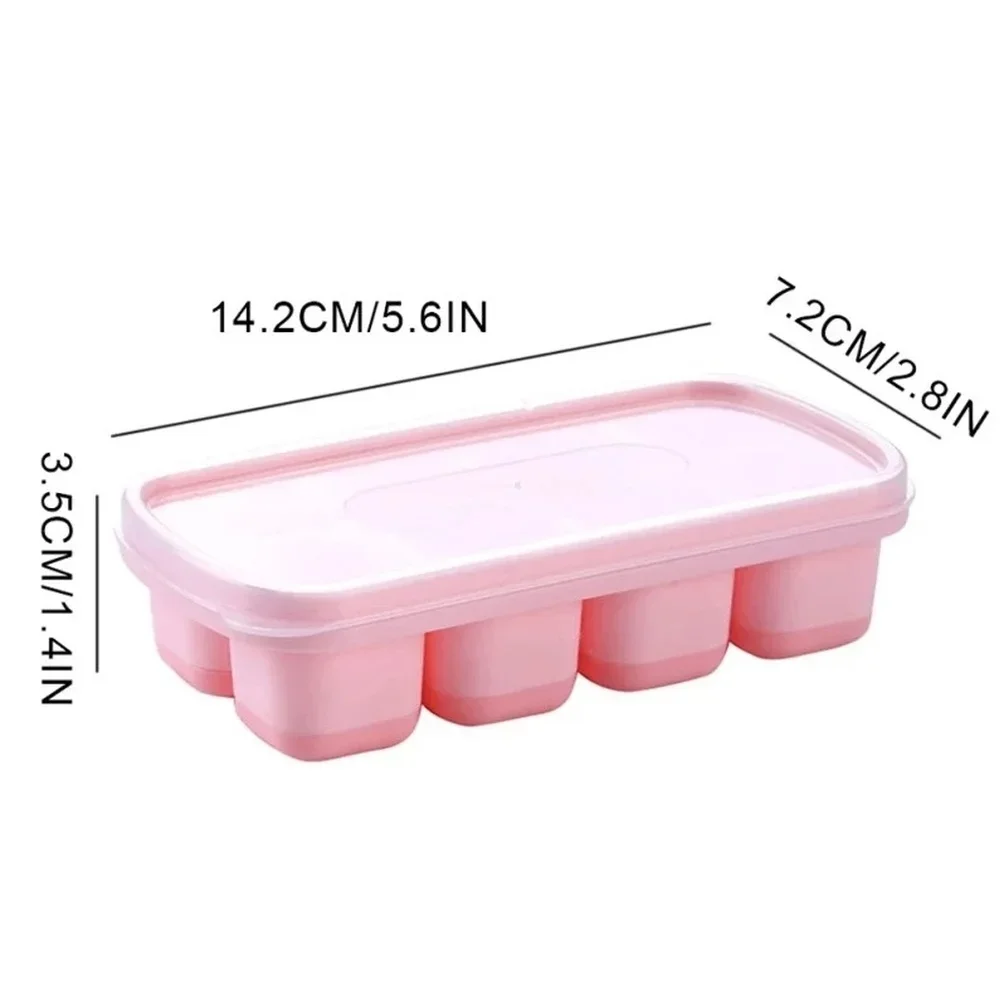 8-Grid Ice Cube Trays Silicone Ice Mold with Removable Lid DIY Homemade Popsicle Mould for Cocktail Freezer Kitchen Bar Tools