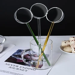 Large Transparent Stained Glass Soup Spoon, Long Handle, High Borosilicate, Dessert and Seasoning