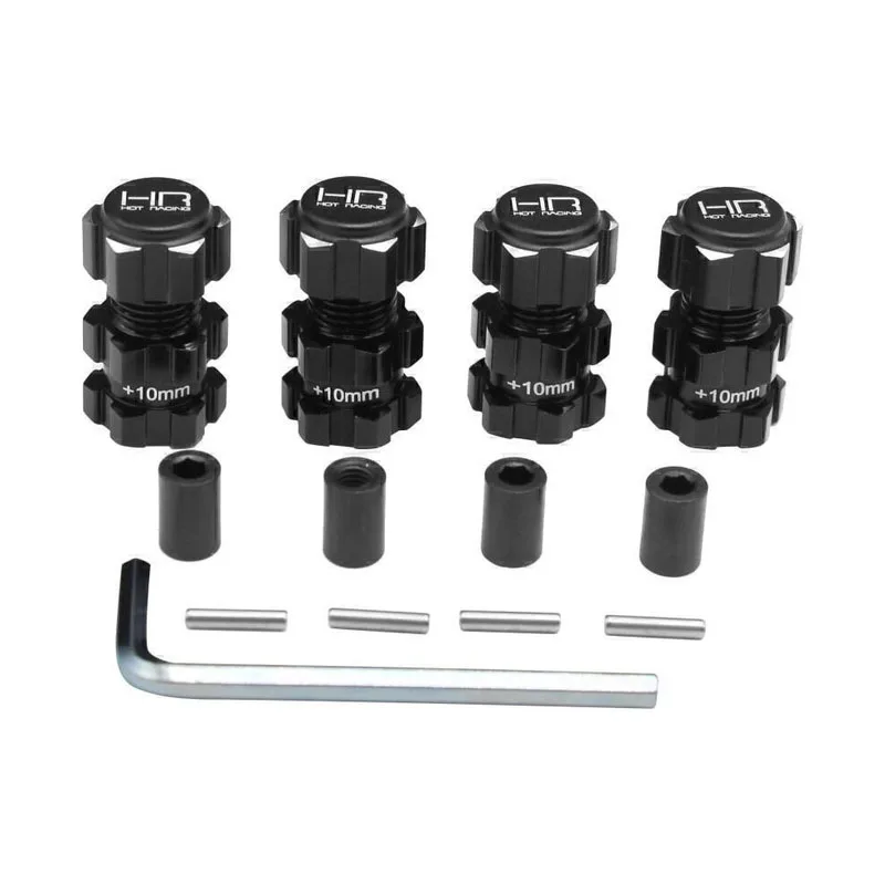 Hot Racing MXX10W01 Black Alum +10mm/side 17mm Splined Hex, Blue O-ring Nuts, Steel Barrel M5, 1/10 Maxx Wide8953