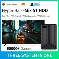 Портативный игровой жесткий диск Hyper Base Mix LaunchBox/Retrobat/Playnite Ext 5T 60000 + 3D/AAA/ретро-игры для PS4/PS3/PS2/Gamecube/PS5/Wii