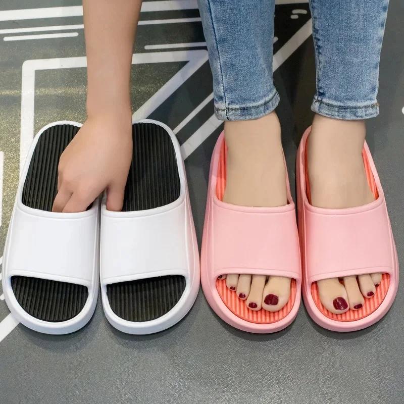 EVA Soft House Slippers, Beach Platform Heels, Women Kids Shower, Indoor Colorful Sandals, Summer Cute Cloud Home Slides, Men