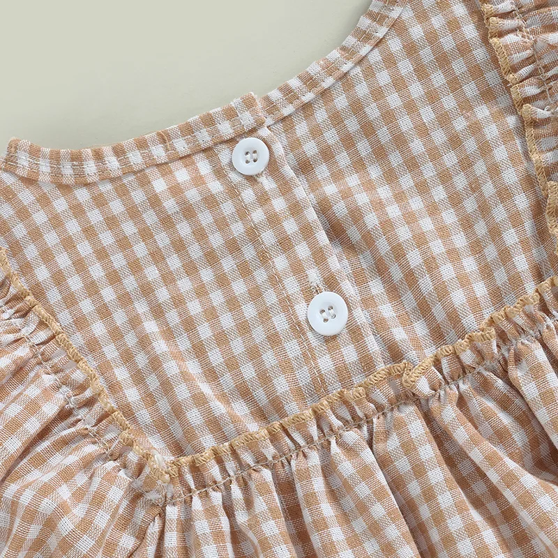 رومبير صيفي للفتيات الصغيرات بأكمام منتفخة وخفيف الوزن مع عصابة رأس على شكل فيونكة على الطراز العتيق