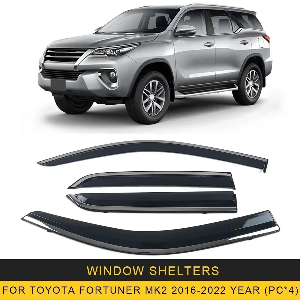 

Хромированные полоски, защита от дождя для Toyota Fortuner MK2 2016-2023, оконный козырек, ветровые дефлекторы, дверной козырек, вентиляционные шторы, вентиляционный козырек