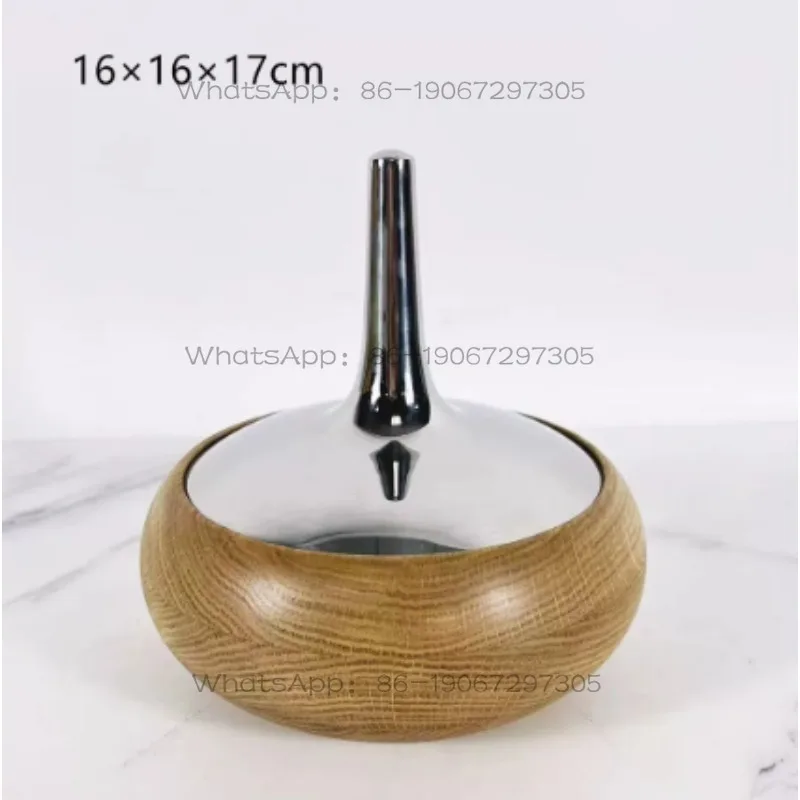 Nordic Style Solid Wood Dried Fruit Box Fruit Plate Stainless Steel Candy Tank Storage Tank Ornament Household