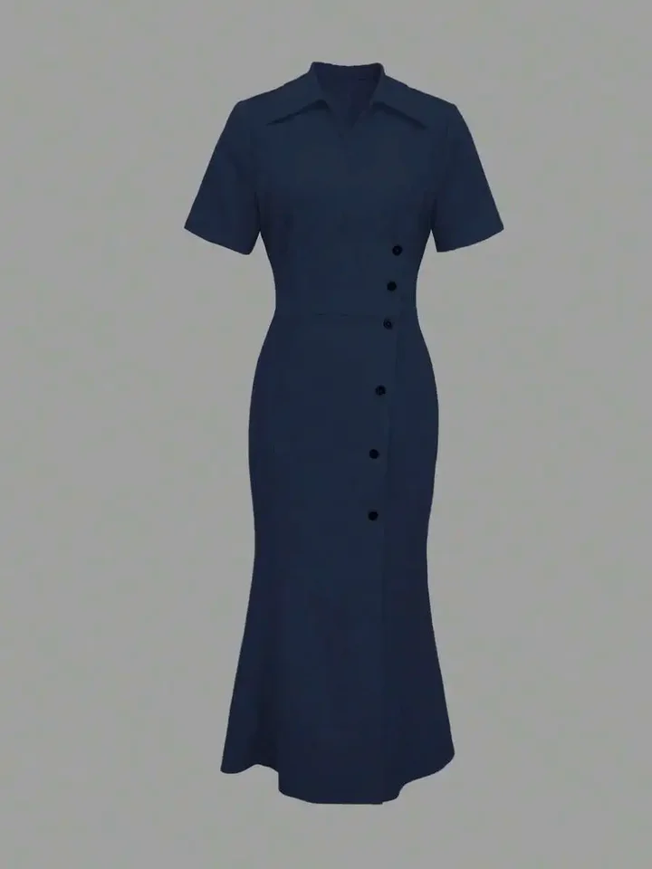 Elegant Criss-Cross Short Sleeve Mermaid Dress