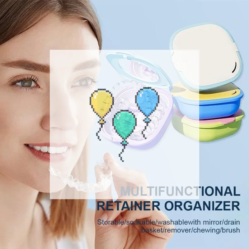 New Models Magnetic Invisible Braces Storage Box With Mirror Retainer Braces Box Denture Drain Soaking Box