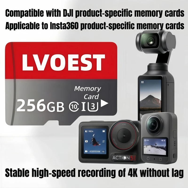 

Карта памяти Micro SD 256GB A2 A1 V30 U3, флеш-карты 128GB 64GB, TF-карта, совместимая с DJI Pocket 3