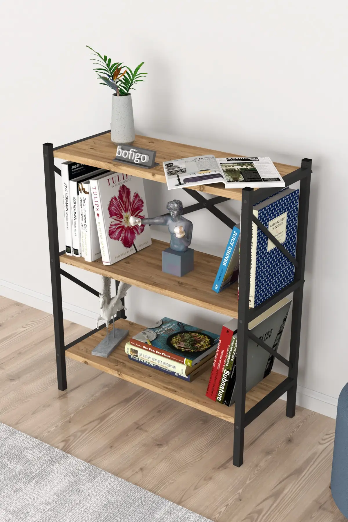 Dekoratif 3 Rak Logam Pinus Rak Buku Rak Buku Anak Rak Buku Modern