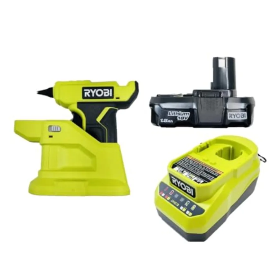 

18-Volt Cordless Compact Glue Gun Combo Kit for DIY and crafting ABS plastic body black/gray instant heat-up and lightweight po