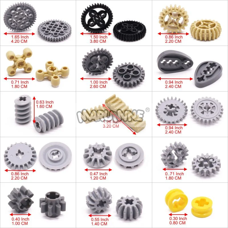 MARUMINE 120PCS MOC Technology Building Block Gear Rack Mechanical Bricks Parts Car Robat Accessories 32498 46372 32072 4716