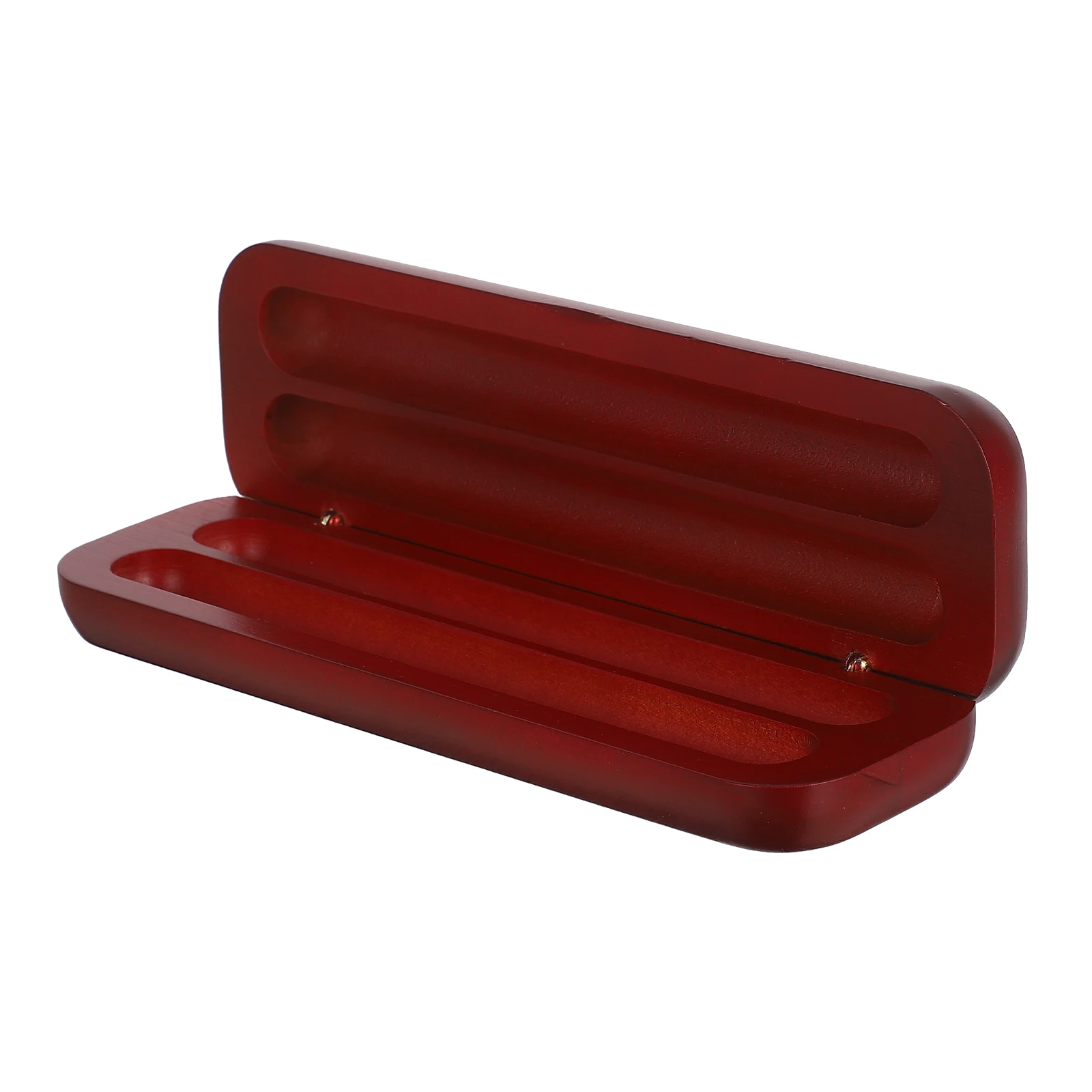

Dual Slot Wooden Box Elegant Red Solid Wood Pen Organizer Desktop Storage Case Smooth Finish For Office Study Travel Gift