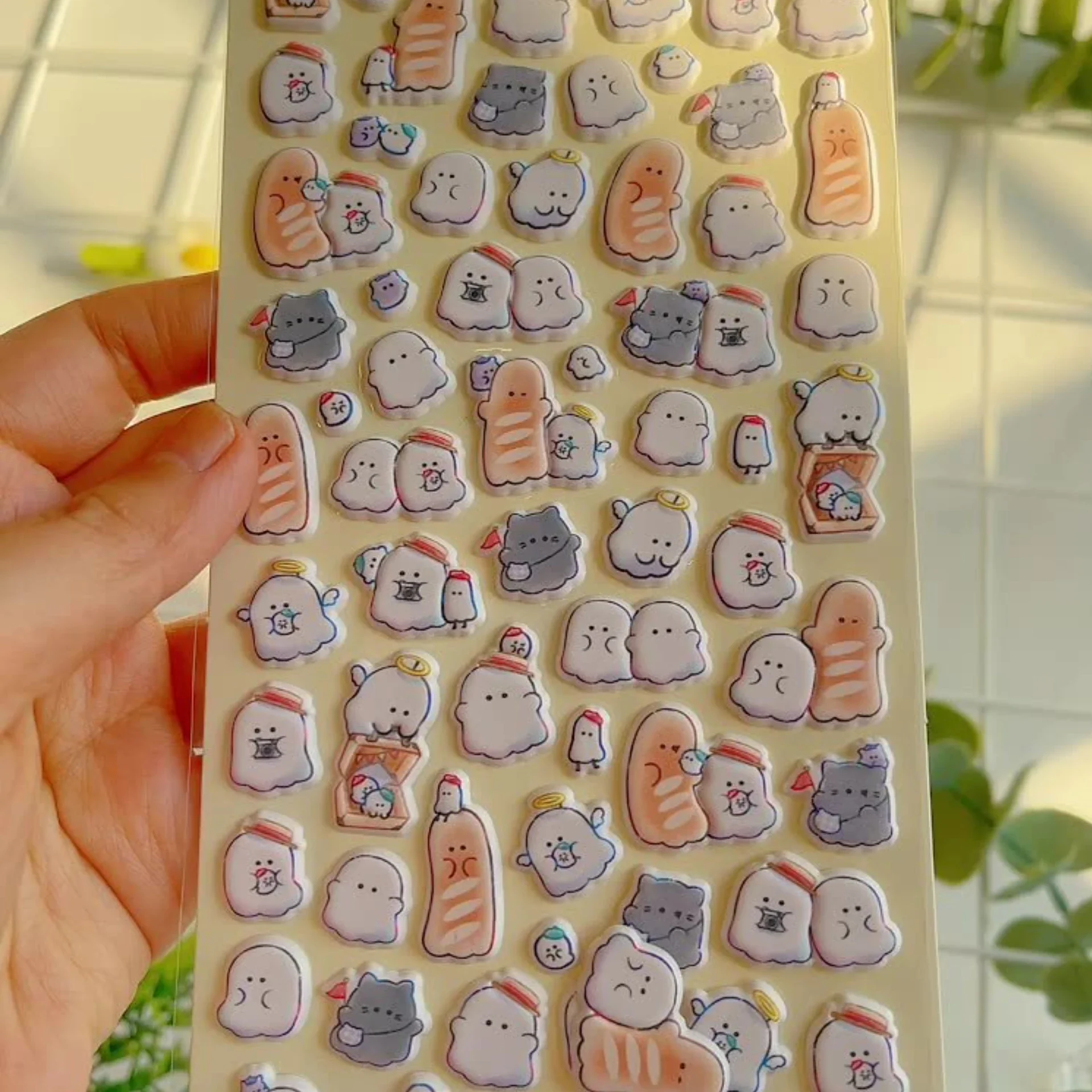 4 adesivi 3D divertenti e creativi con piccolo fantasma - Decorazione per diario fai da te, regali di ricompensa dolci per bambini e studenti