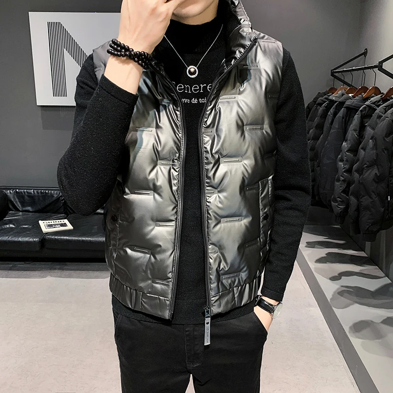 Solid giacca da uomo gilet senza maniche capispalla piumini uomo autunno inverno gilet caldo addensato gilet gioventù top abbigliamento