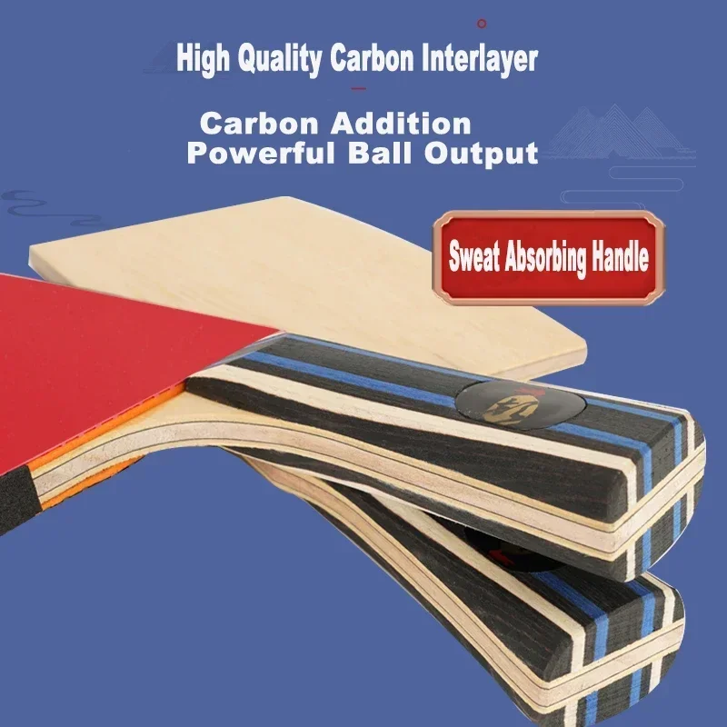 Heterogeneidade tênis de mesa bat offenso e defesa carbono madeira pura placa inferior da raquete profissional com alça absorvente de suor