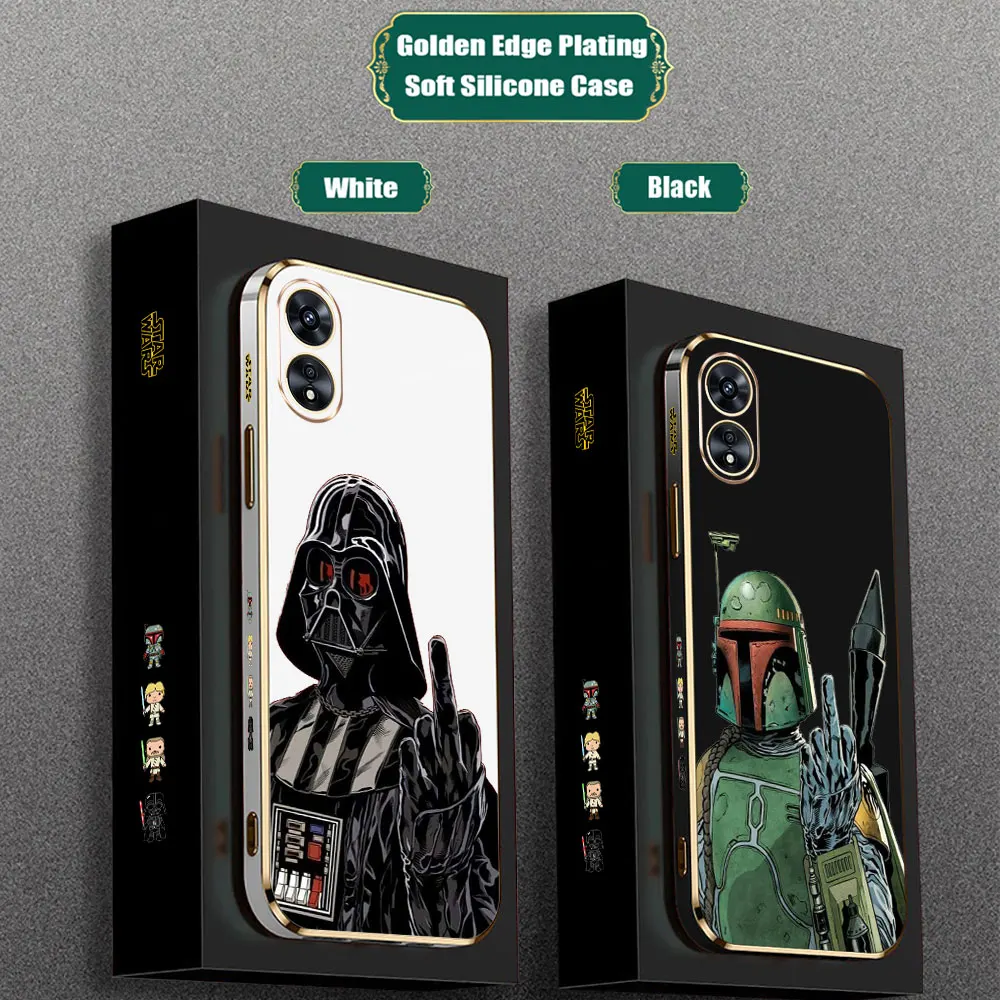 

Disney S-Star Wars Middle Finger Phone Case For OPPO Reno 12 11 11F 10 8 8T 7 7Z 6 6Z 5 5F 4 4F Pro Plus Lite 5G Plating Cover