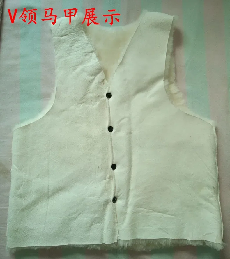 

2024 Men's Whole Leather Fur Cashmere Vest Youth Liner Warm Lamb Fur Leather Vest