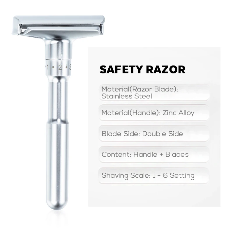 Vaclav Men's Reusable Stainless Steel Safety Classic Razor Replaceable Blades Facial Shaving Sharp Razor Portable Travel Shaver