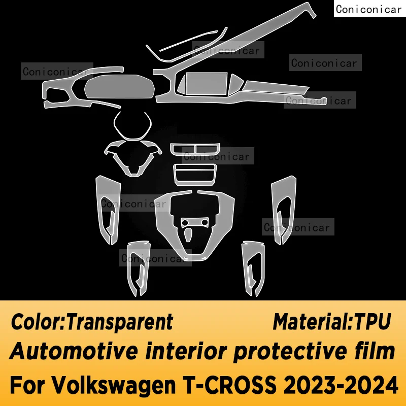 

For Volkswagen T-CROSS 2023 2024 Panel Dashboard Navigation Automotive Interior Protective Film TPU Anti-Scratch