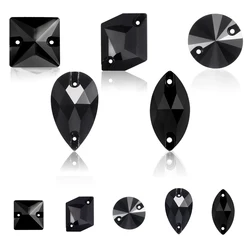 Jet Black Sew On Rhinestone Sewing Crystal Glass Stone Top Quality Stone For Needlework Bag Clothes DIY Design Decoration
