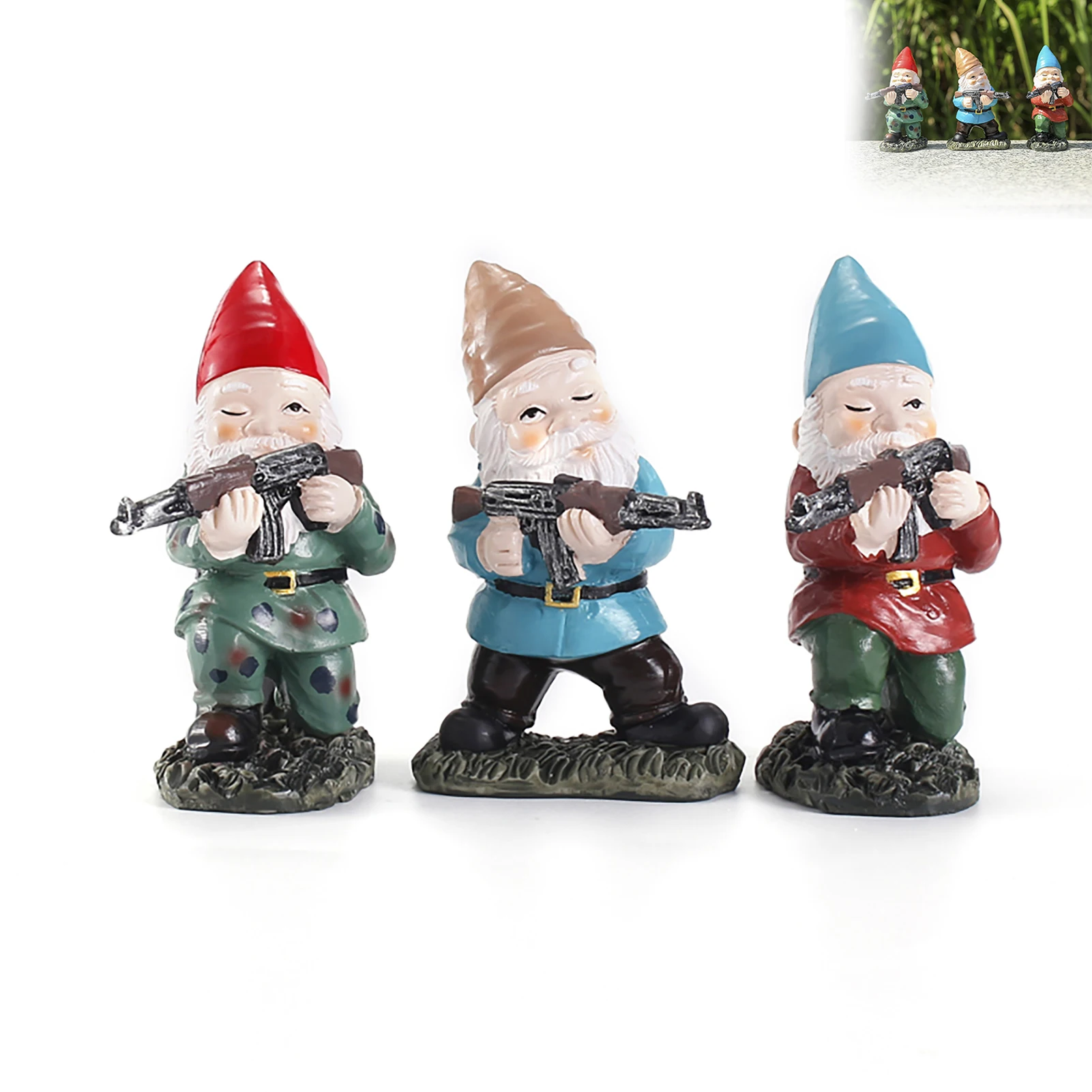 Army Garden Gnome Statue Lifelike And Exquisite Gnome Figurines Cute Crafts Statue Suitable for Bedroom Living Room