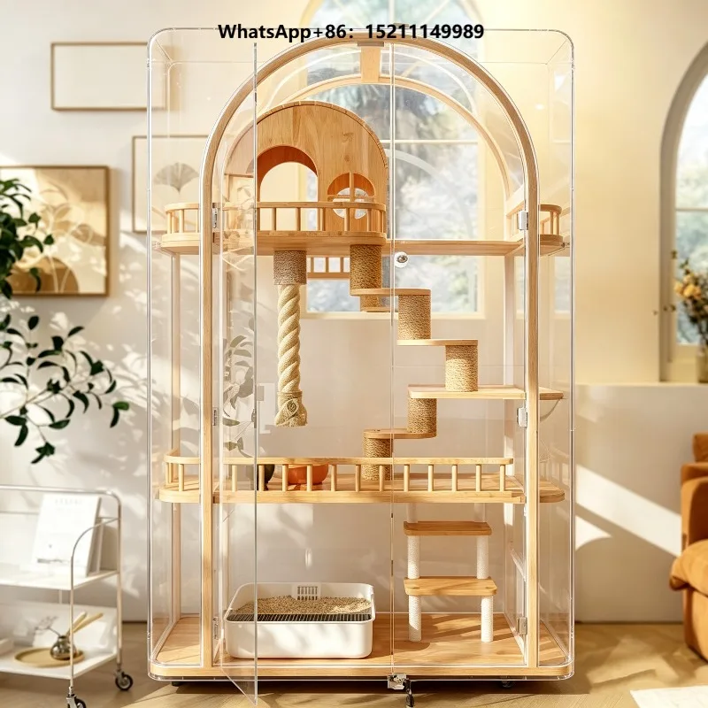Pet House Space Saving Compact Frame Cat Villa for Small Living Space Cat Breeders