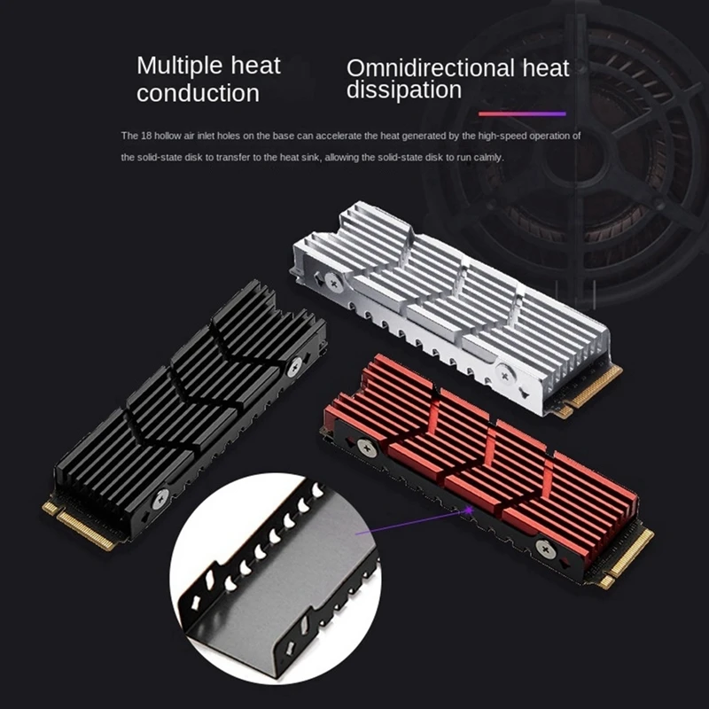 RISE-M.2Pro 2280 Nvme Heatsink M.2Pro SSD Heatsink Thermal Pad Aluminum Heat Dissipation Band Thermal Pad For M2 2280 Ssd