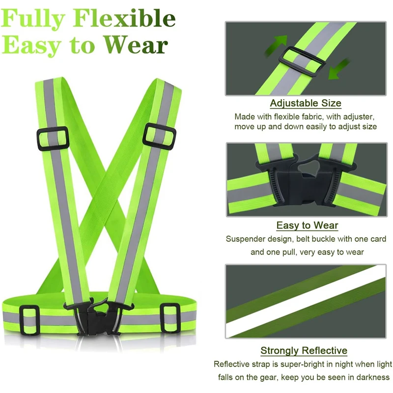 New Highlight Reflective Straps Night Running Riding Clothing Vest Adjustable Safety Vest Elastic Band For Adults and Children