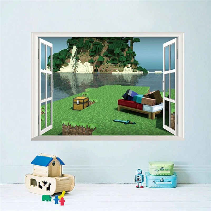 Popular Game Wall Stickers For Kids Room Home Decoration Diy Boys Bedroom 3d Window Decals Wall Mural Art Pvc Poster