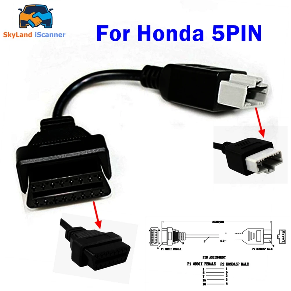

Новый OBD-адаптер для Honda 5-контактный OBD OBD2 адаптер соединительный кабель диагностический кабель к OBD2-контактному разъему OBD2 удлинительный кабель