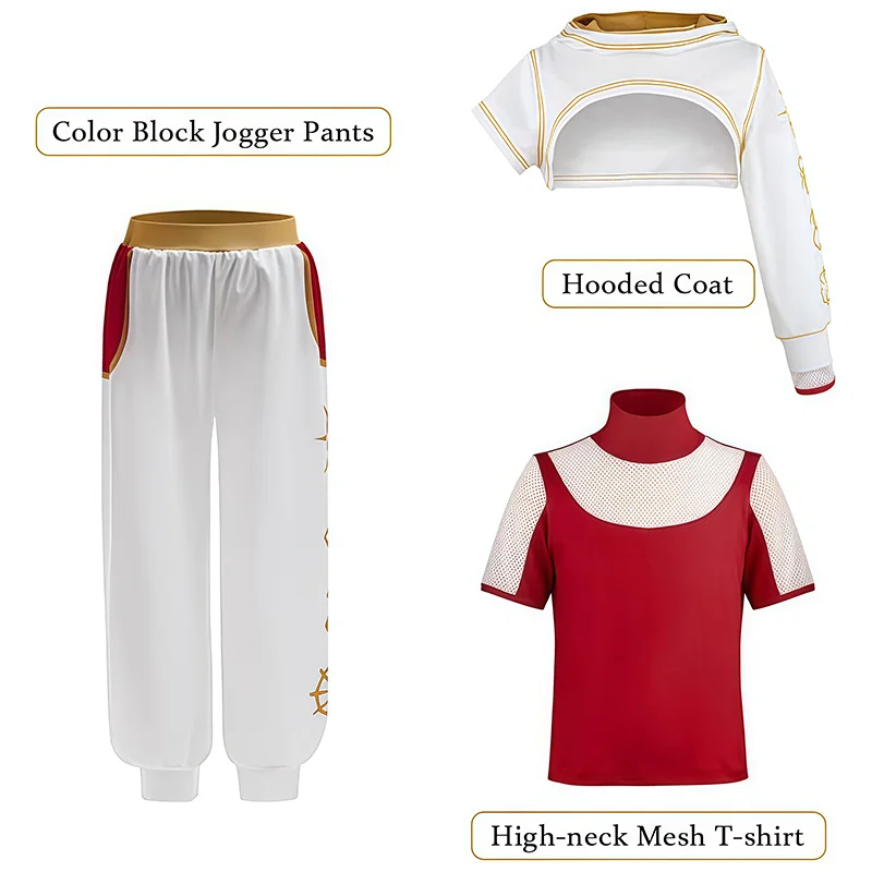 الكسالى الفتيات زي نوفا هالوين تأثيري المشجع شبكة أعلى + السراويل + معطف مقنع + اكسسوارات للأطفال ملابس موحدة للحفلات #4