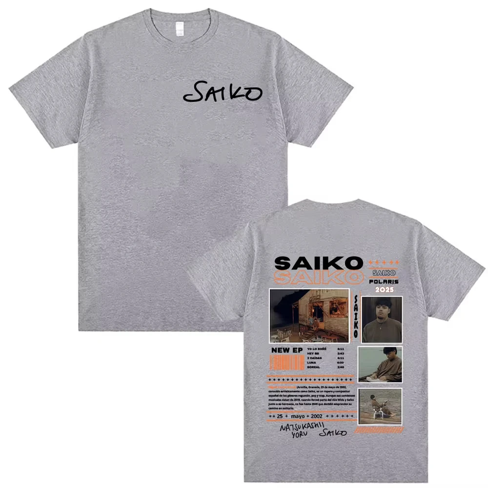 Men's Clothing Oversized T Shirt Vintage Hip Hop Comfort Cotton T-shirt Tops Rapper SAIKO POLARIS Album Tour 2025 Merch T-shirts