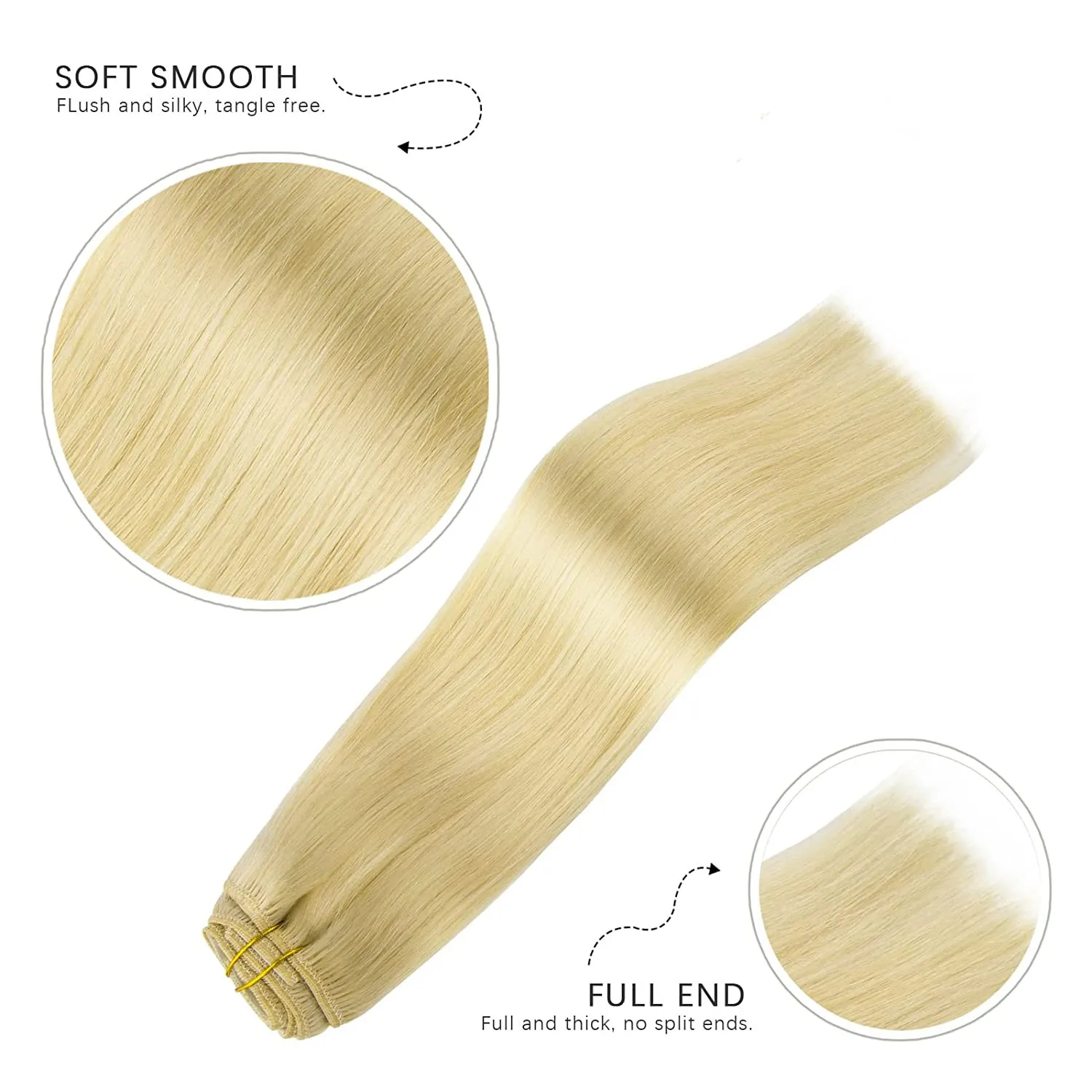 Clip In Human Hair Extensions Blonde Brazilian Remy Straight Clips On Hair 7 Pieces/Set Full Head 120G Clips Hair For Women