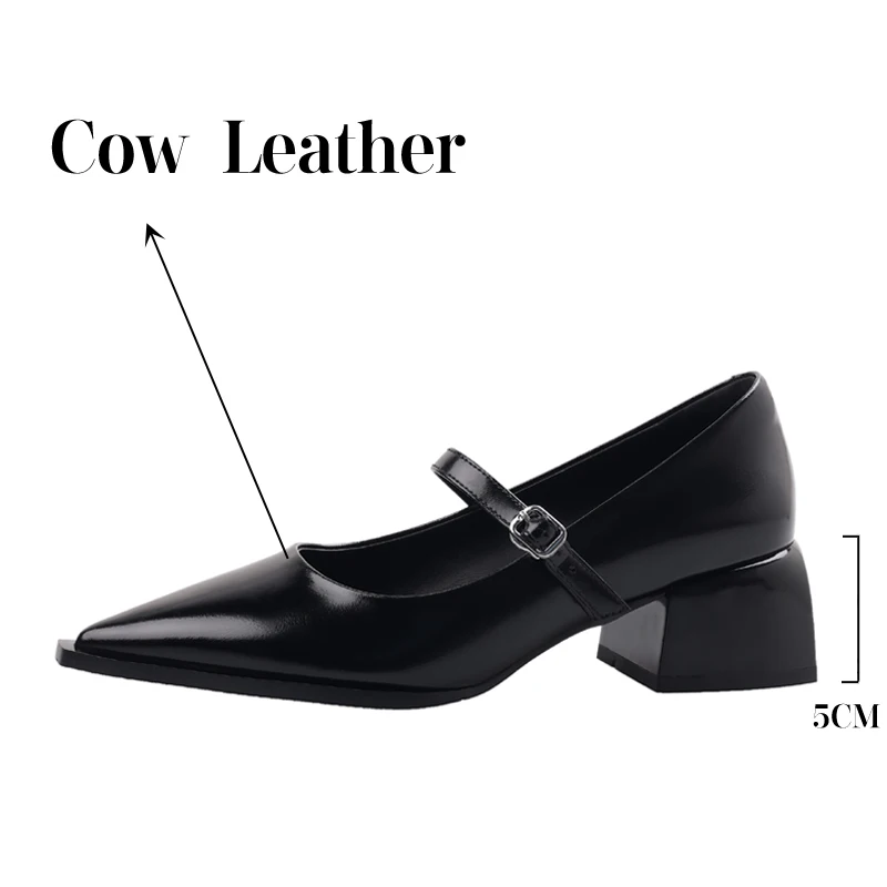 TULING JUN 2024Spring Autumn Women\'s Shoes Pointed Toe Medium Chunky Heel Sweet Temperament Mary Elegant Pumps Shoes For Women L