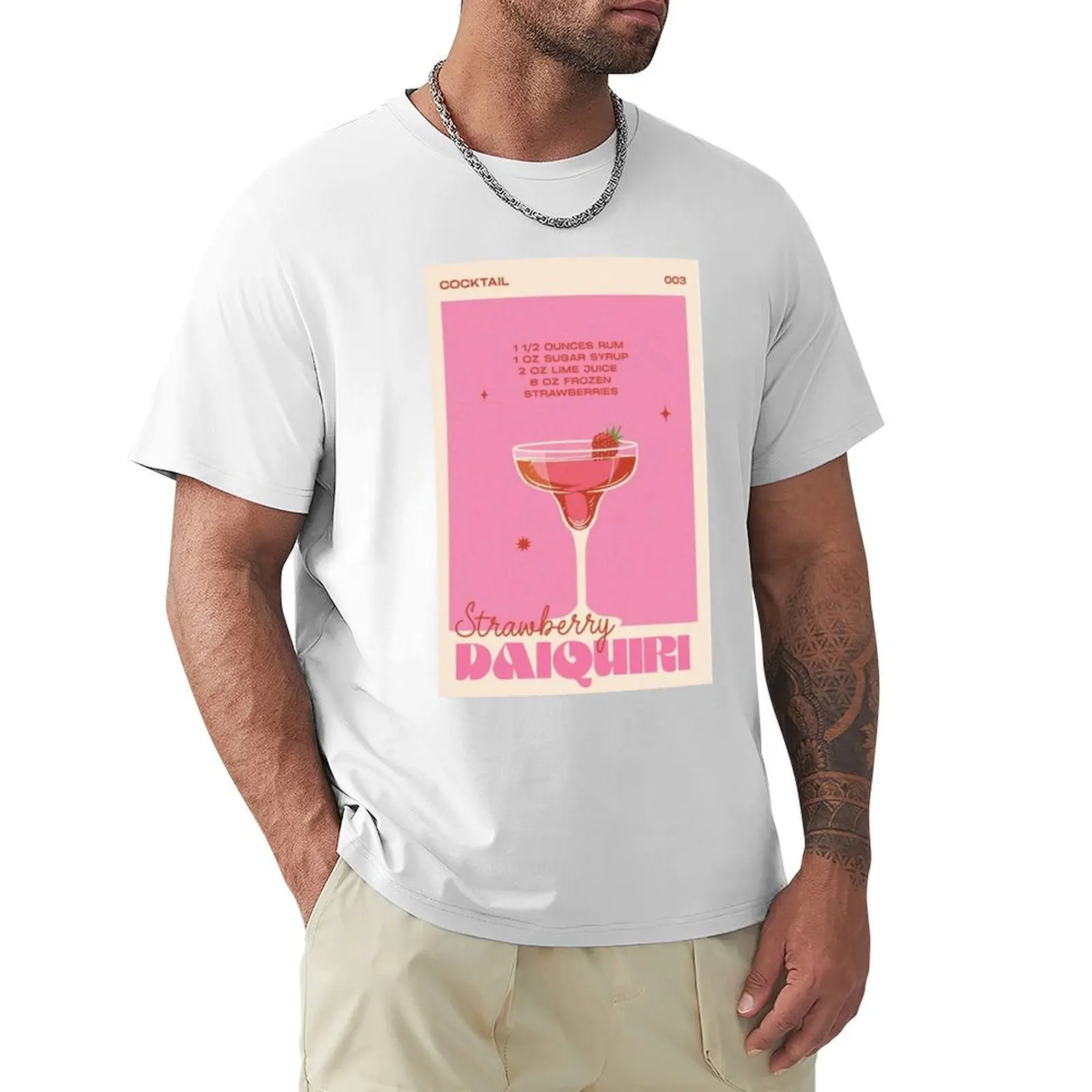 The Cocktail Strawberry Daiquiri Poster T-Shirt anime kawaii clothes cute tops summer top fitted t shirts for men