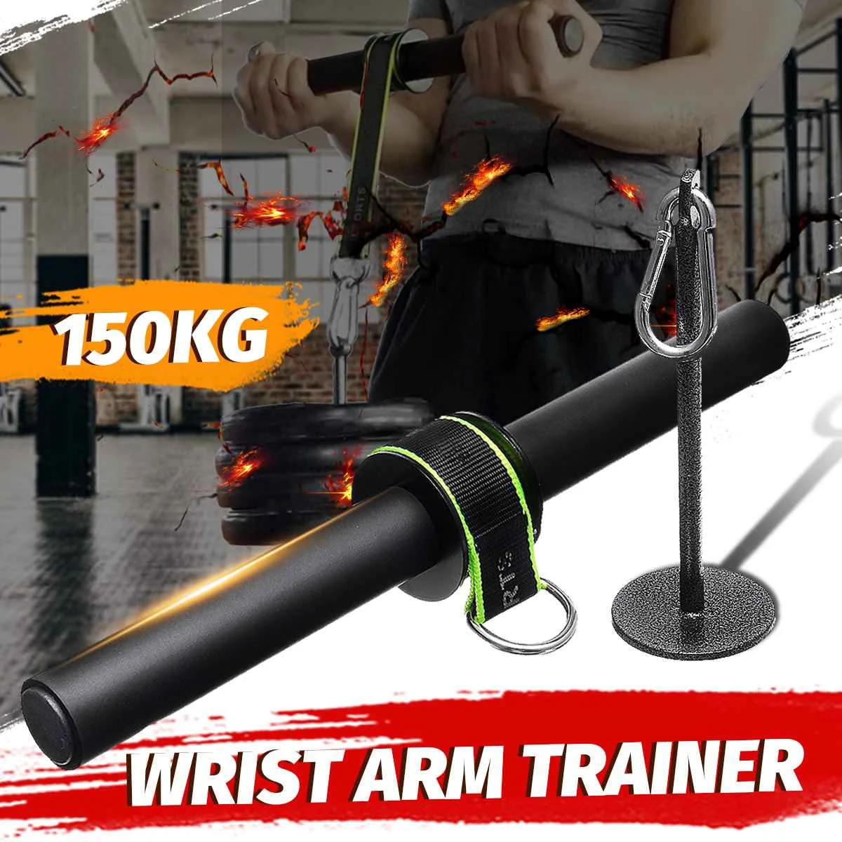 Forearm Strength Trainer Wrist Hand Grip Hand Strength Exerciser Weight Lifting Rope Waist Roller Equipment Gym Fitness Workout