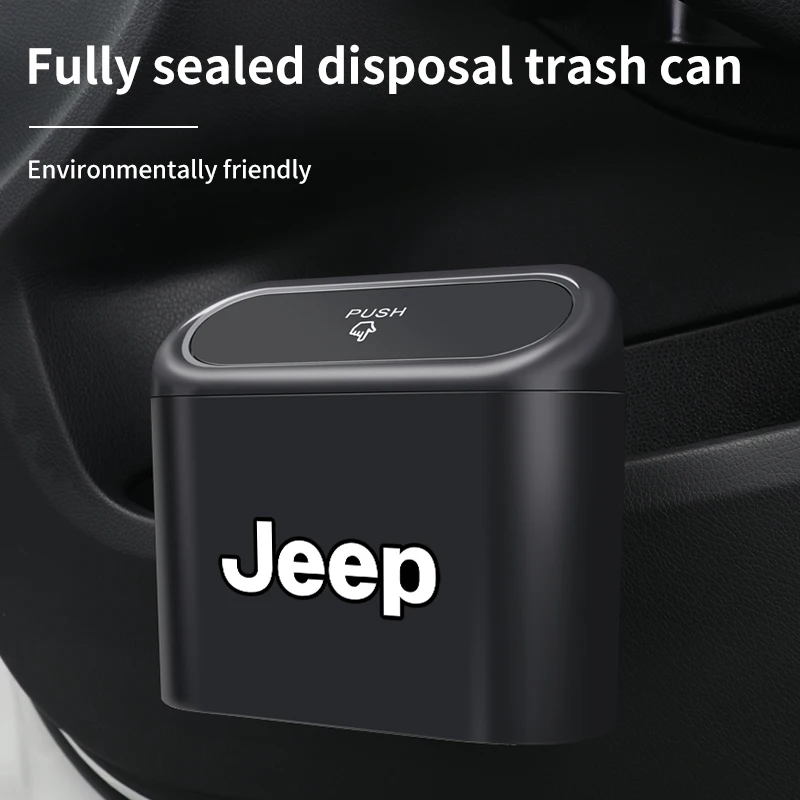 Car Trash Can Hanging Garbage Bin Pressing Box With Lid For Jeep Renegade Compass Grand-Cherokee Wrangler Wrangler-JK Cherokee