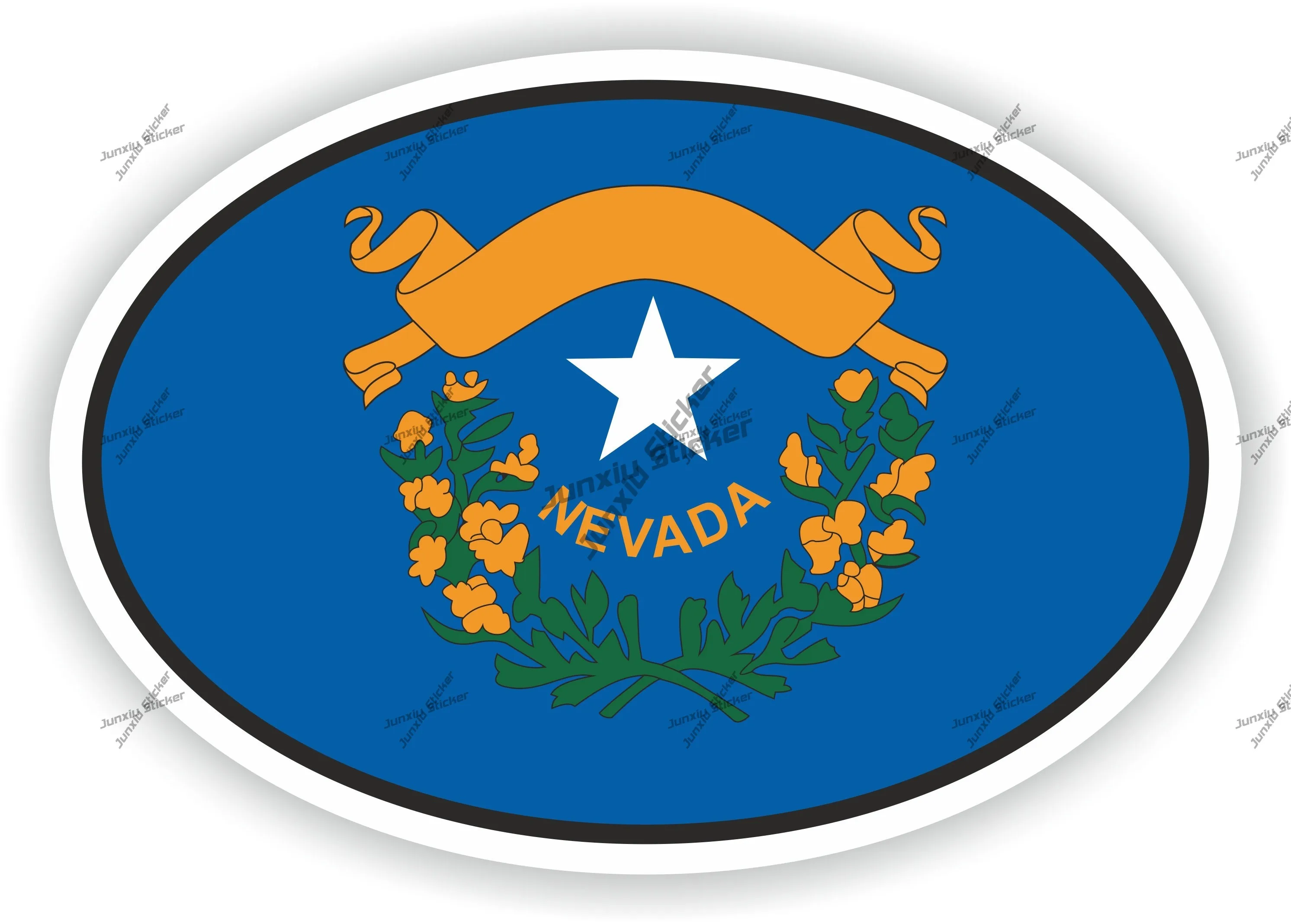 

Nevada America Flag Badge Oval Sticker Engine Cover Decor Graphic Beauty Stickers On Car Sunshade Phone Trunk Guitar Pickup
