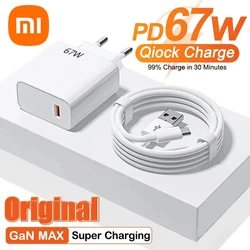 Xiaomi Adattatore di alimentazione caricabatterie super veloce USB originale da 67 W Cavo tipo C 6A ricarica rapida applicabile a Xiaomi Samsung Huawei IOS